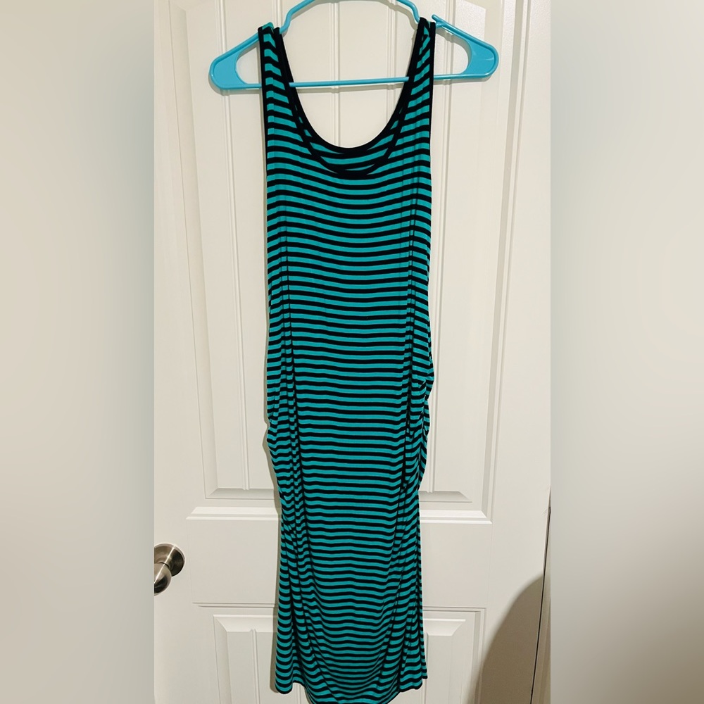 Turquoise & Black midi maternity dress. Size M